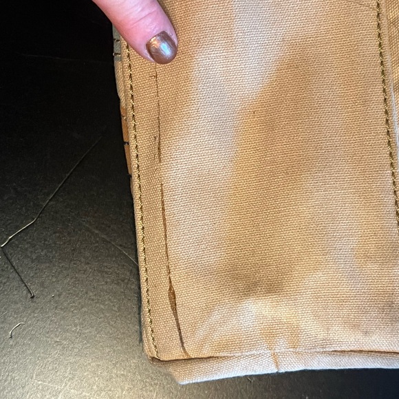 Fossil cotton canvas Boho flower bag/embellished w/beads-GUC-stains on bottom - Picture 6 of 8